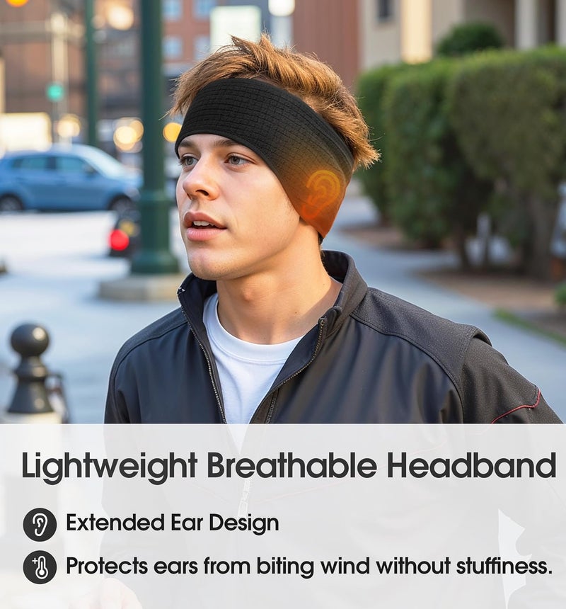 SUNMECI Lightweight Soft Fleece Headband - Breathable Ear Muffs for Men Women in Winter Running Cycling Ski Comfortable Warm for Clod Weather Sports - Image 2